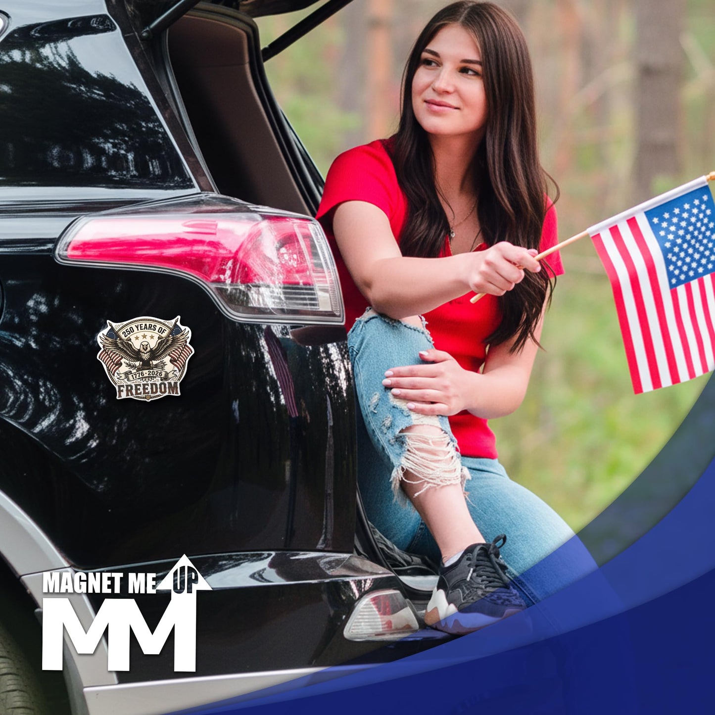 Magnet Me Up 250 Years of Freedom (1776-2026) 5" Patriotic Car Magnet - America 250th Anniversary Accessory, Magnetic Decal for Cars, Trucks and SUVs, UV Printed Vinyl, Crafted in USA