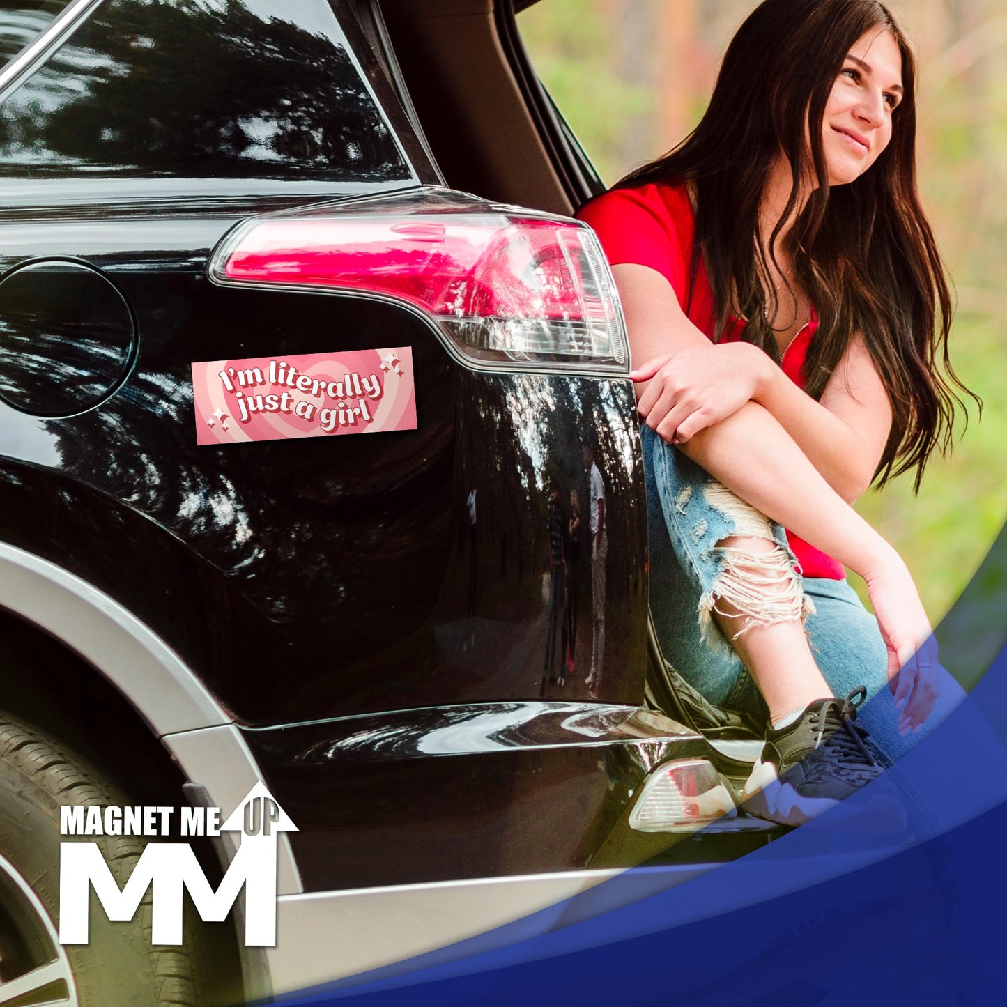 Magnet Me Up I’m Literally Just a Girl 3"x8" Funny Car Magnet for Women - Cute Meme Bumper Accessories, Pink Magnetic Car Decal for Cars, Trucks and SUVs, UV Printed Vinyl, Crafted in USA