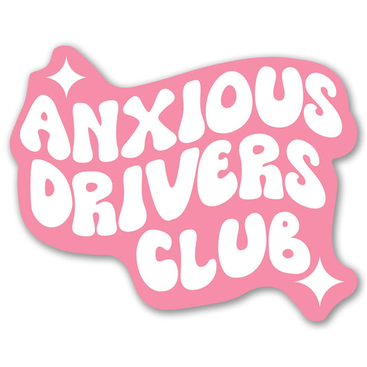 Magnet Me Up Anxious Drivers Club 4x5 Inches Funny Car Magnet - Pink Magnetic Decal Accessory for Cars, Trucks & SUVs, Cute Retro Aesthetic, Waterproof UV Printed Durable Vinyl, Crafted in USA