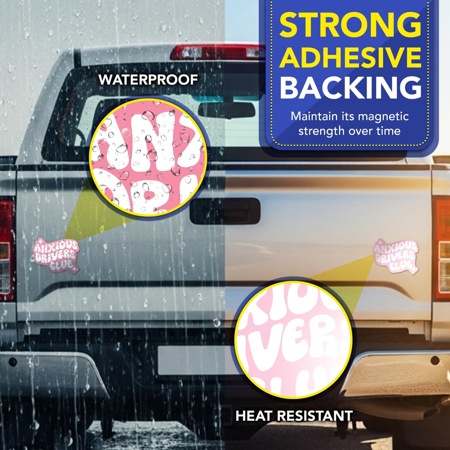 Magnet Me Up Anxious Drivers Club 4x5 Inches Funny Car Magnet - Pink Magnetic Decal Accessory for Cars, Trucks & SUVs, Cute Retro Aesthetic, Waterproof UV Printed Durable Vinyl, Crafted in USA