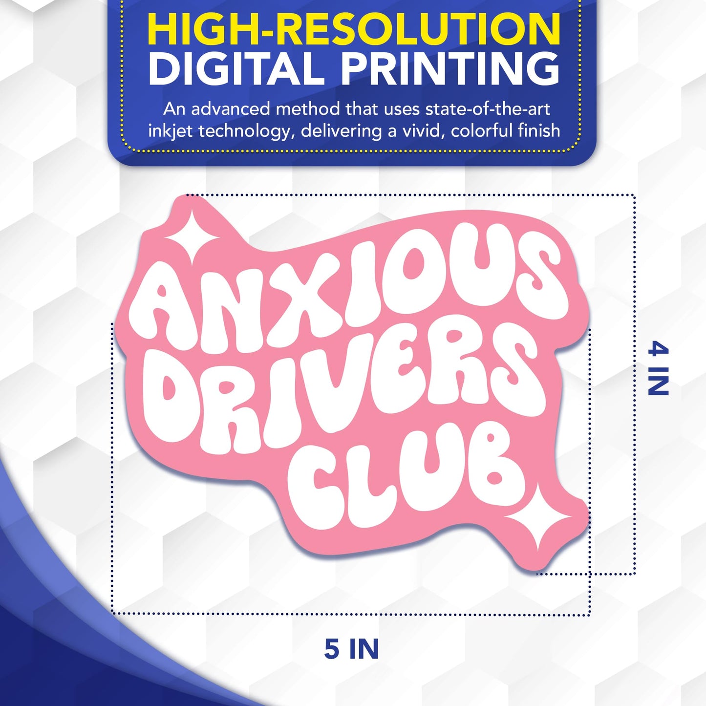 Magnet Me Up Anxious Drivers Club 4x5 Inches Funny Car Magnet - Pink Magnetic Decal Accessory for Cars, Trucks & SUVs, Cute Retro Aesthetic, Waterproof UV Printed Durable Vinyl, Crafted in USA