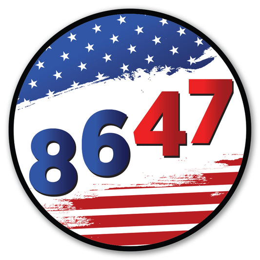 Magnet Me Up 8647 Car Magnet Anti-Trump Political Magnet for Cars, Truck, SUV- 5" Round Magnetic Vinyl, American Flag Background, Protest Magnet, UV Printed, Weatherproof, Crafted in USA