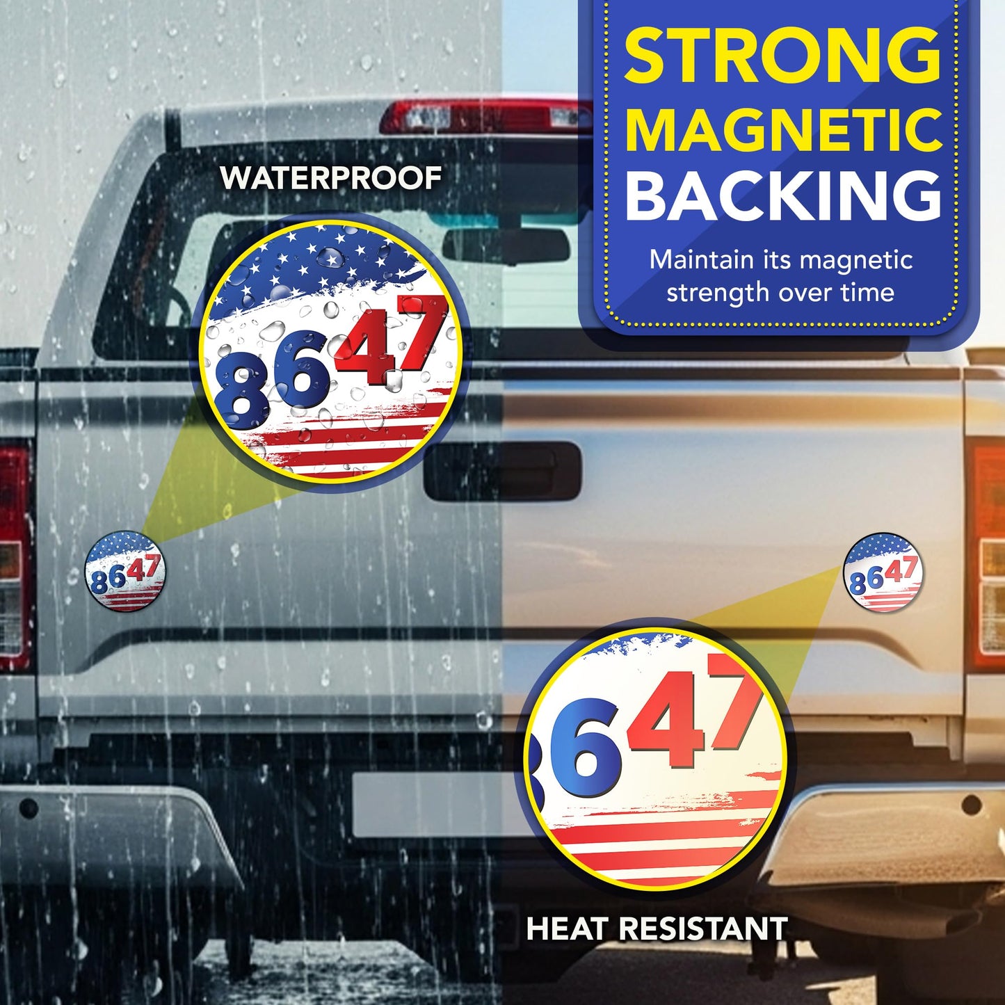Magnet Me Up 8647 Car Magnet Anti-Trump Political Magnet for Cars, Truck, SUV- 5" Round Magnetic Vinyl, American Flag Background, Protest Magnet, UV Printed, Weatherproof, Crafted in USA