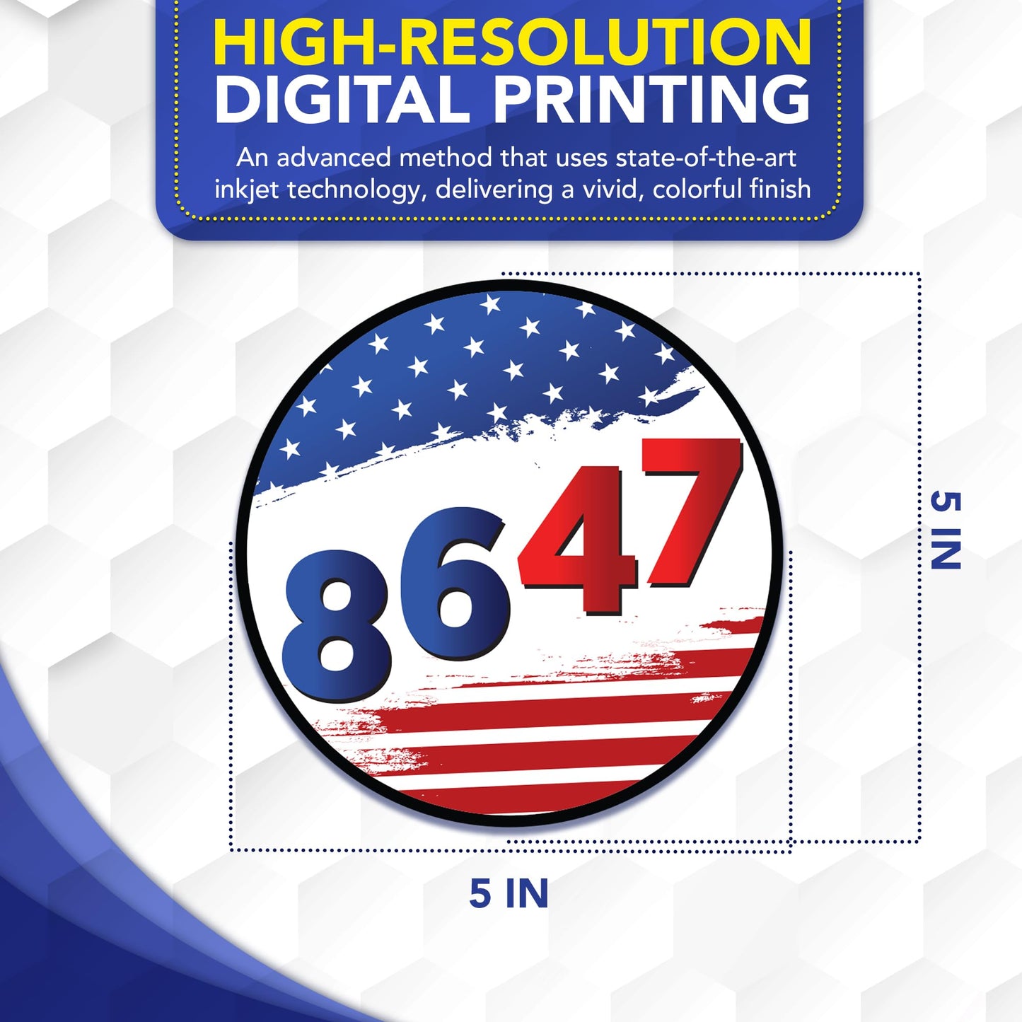 Magnet Me Up 8647 Car Magnet Anti-Trump Political Magnet for Cars, Truck, SUV- 5" Round Magnetic Vinyl, American Flag Background, Protest Magnet, UV Printed, Weatherproof, Crafted in USA