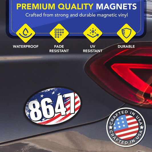 Magnet Me Up 8647 Car Magnet Anti-Trump Political Magnet for Cars, Truck, SUV- 4"x6" Oval Magnetic Vinyl, American Flag Background, Protest Magnet, UV Printed, Weatherproof, Crafted in USA