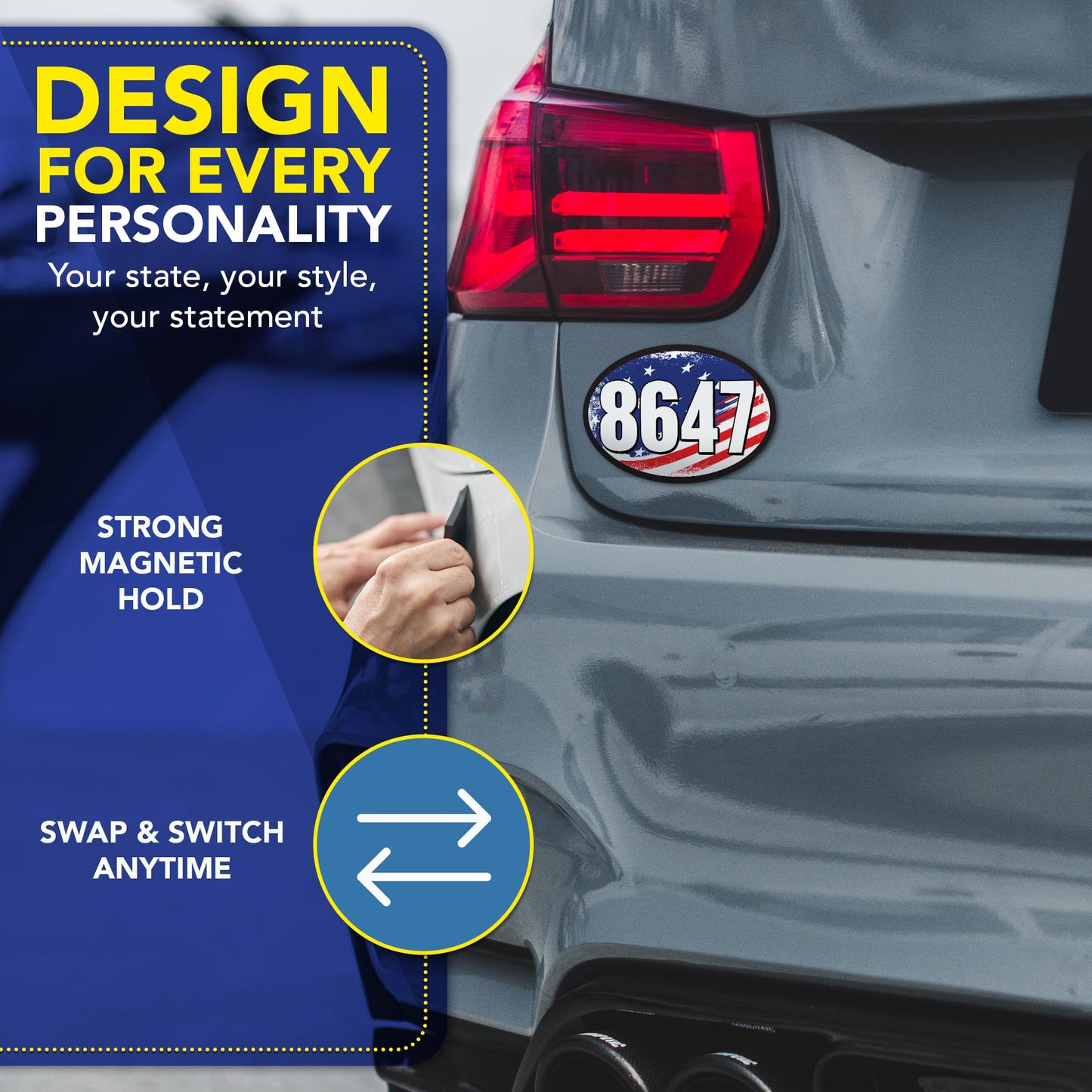 Magnet Me Up 8647 Car Magnet Anti-Trump Political Magnet for Cars, Truck, SUV- 4"x6" Oval Magnetic Vinyl, American Flag Background, Protest Magnet, UV Printed, Weatherproof, Crafted in USA
