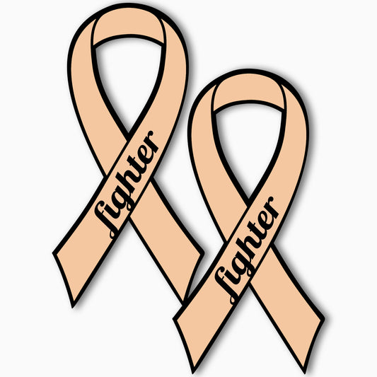 Magnet Me Up Support Uterine Cancer Fighter Peach Ribbon Car Magnet Decal, 3.5x7 Inches, 2 Pack Heavy Duty Automotive Magnet for Car Truck SUV Support Loved Ones Comforting Item Crafted in USA