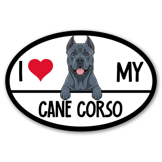 Magnet Me Up I Love My Cane Corso Car Magnet, 4x6 Oval Automotive Dog Magnet, Heavy Duty Waterproof UV Resistant Italian Mastiff Vehicle Magnet, Pet Lover Gift for Truck SUV Car, Made in USA