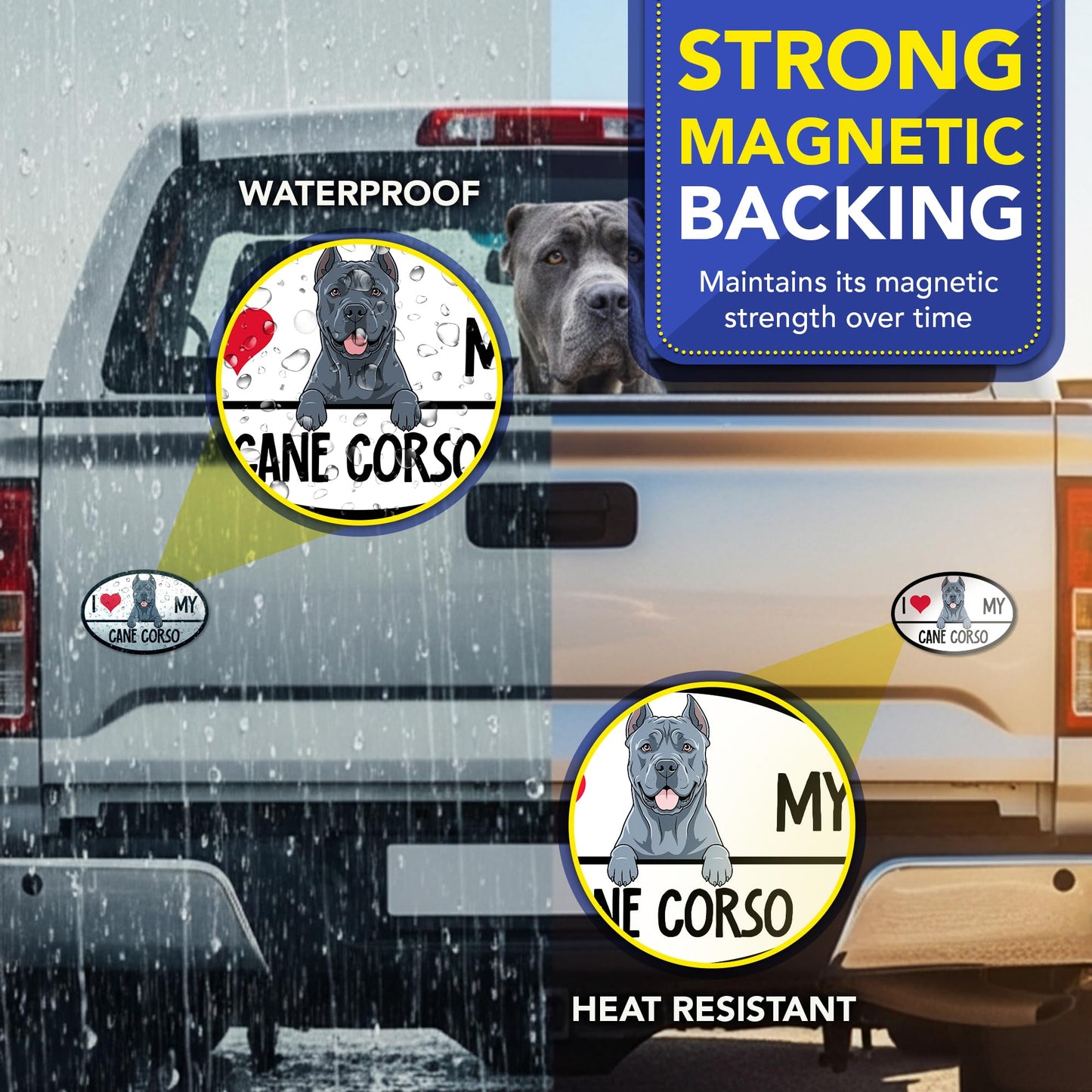 Magnet Me Up I Love My Cane Corso Car Magnet, 4x6 Oval Automotive Dog Magnet, Heavy Duty Waterproof UV Resistant Italian Mastiff Vehicle Magnet, Pet Lover Gift for Truck SUV Car, Made in USA