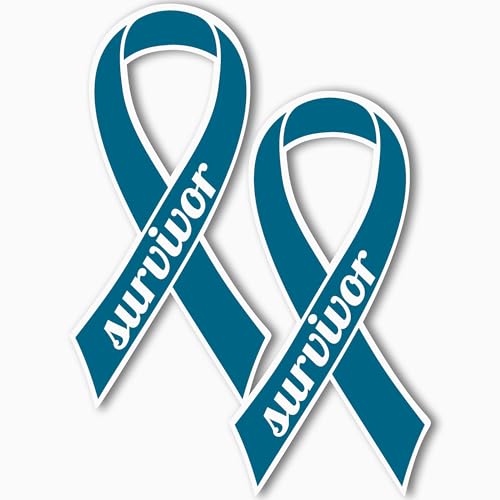 Magnet Me Up Support Cervical and Ovarian Cancer Survivor Teal Ribbon Magnet Decal 3.5x7 Inches, 2 Pack Automotive Magnet for Car Truck SUV Celebration of Strength Admiring Survivors Crafted in USA