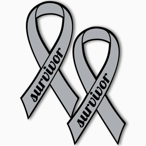 Magnet Me Up Support Brain Cancer Survivor Grey Ribbon Magnet Decal, 3.5x7 Inches, 2 Pack Heavy Duty Automotive Magnet for Car Truck SUV, Celebration of Strength, Admiring Survivors, Crafted in USA