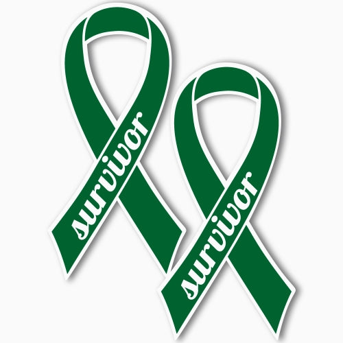 Magnet Me Up Support Liver Cancer Survivor Green Ribbon Magnet Decal, 3.5x7 Inches, 2 Pack Heavy Duty Automotive Magnet for Car Truck SUV, Celebration of Strength, Admiring Survivors, Crafted in USA