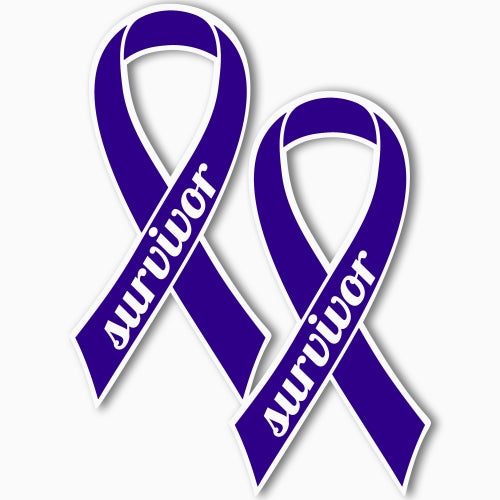 Magnet Me Up Support Hodgkins Lymphoma and Testicular Cancer Survivor Violet Ribbon Magnet Decal, 3.5x7 Inches, 2 Pack Automotive Magnet for Car Truck SUV, Celebration of Strength, Crafted in USA