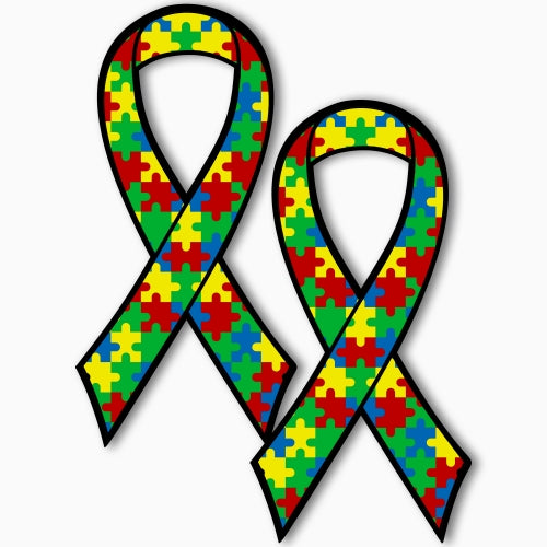 Magnet Me Up Autism Awareness Puzzle Ribbon Magnet Decal, 3.5x7 Inches, 2 Pack Heavy Duty Magnet for Car Truck SUV, Any Magnetic Surface, Promotes Understanding and Acceptance, Crafted in USA