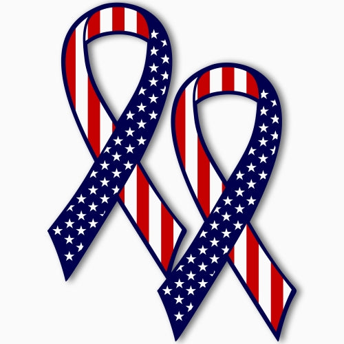 Magnet Me Up American Flag Ribbon Magnet Decal, 3.5x7 Inches, 2 Pack Heavy Duty Automotive Magnet for Car Truck SUV, Crafted in USA