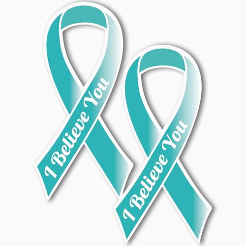 Magnet Me Up I Believe You Empowerment Magnet - Sexual Assault Awareness Teal Ribbon, 3.5x7 Inches, 2 Pack Heavy-Duty UV Vinyl, Magnetic Decal - Support Survivors, Weatherproof, Crafted in USA