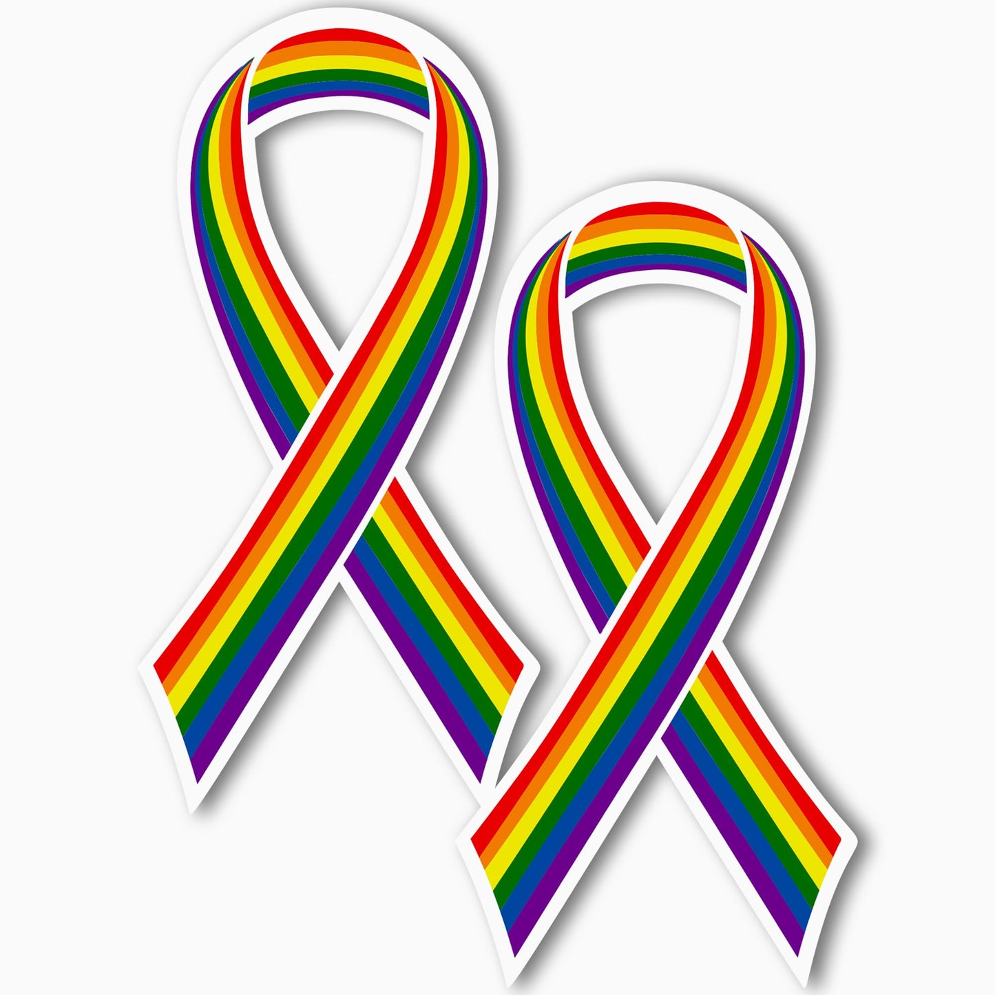 Magnet Me Up LGBTQ Gay Pride Flag Ribbon in Support of LGBTQ Rights Magnet Decal 3.5x7 Inches, 2 Pack Magnet for Car, Truck, SUV or Any Other Magnetic Surfaces Social Movement Gift, Crafted in USA