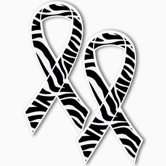 Magnet Me Up Carcinoid Cancer Awareness Zebra Ribbon Magnet Decal, 3.5x7 Inches, 2 Pack Heavy Duty Magnet for Car Truck SUV, Any Magnetic Surface, Showing Support or Fundraising, Crafted in USA