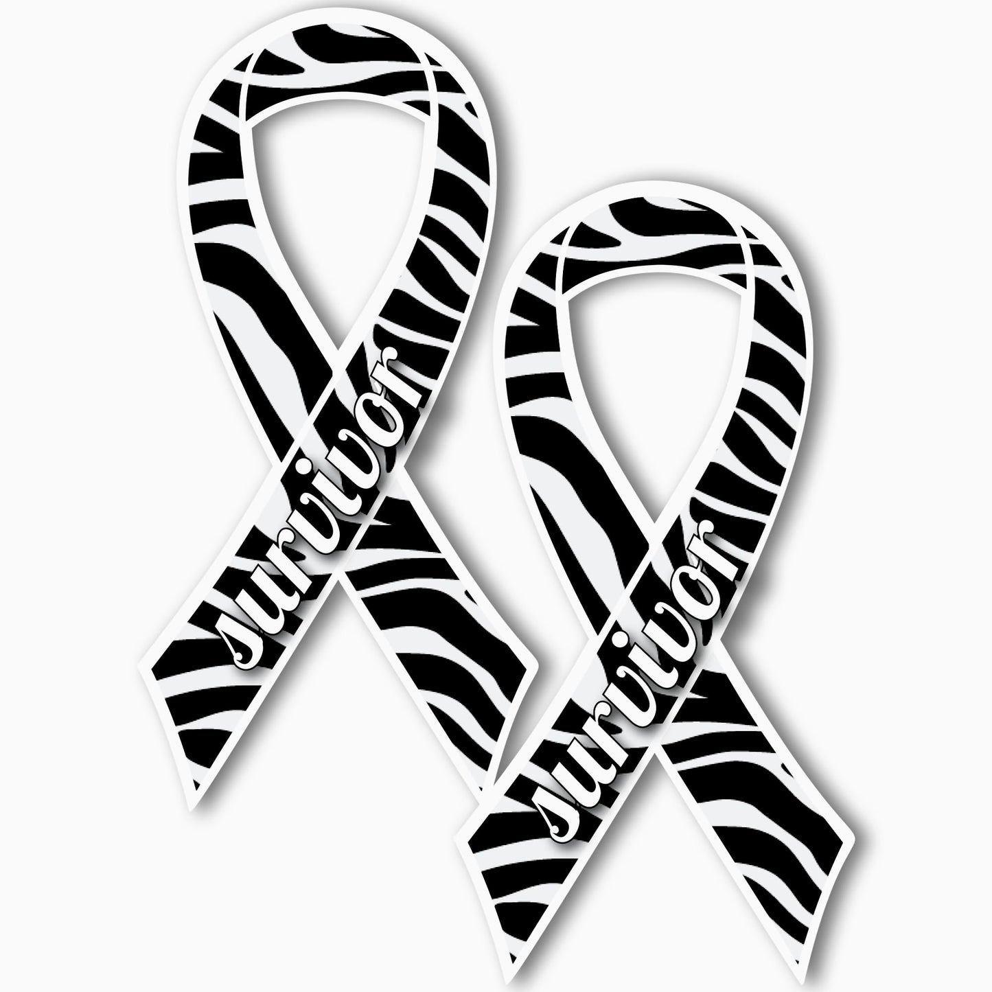 Magnet Me Up Support Carcinoid Cancer Survivor Zebra Ribbon Magnet Decal, 3.5x7 Inches, 2 Pack Heavy Duty Magnet for Car Truck SUV, Celebration of Strength, Admiring Survivors, Crafted in USA