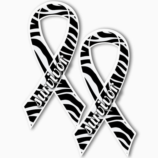 Magnet Me Up Support Carcinoid Cancer Survivor Zebra Ribbon Magnet Decal, 3.5x7 Inches, 2 Pack Heavy Duty Magnet for Car Truck SUV, Celebration of Strength, Admiring Survivors, Crafted in USA