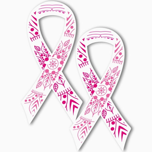 Magnet Me Up Breast Cancer Awareness Pink Mandala Ribbon Magnet Decal, 3.5x7 Inches, 2 Pack Magnet for Car Truck SUV, Stick to Any Magnetic Surface, Showing Support or Fundraising, Crafted in USA
