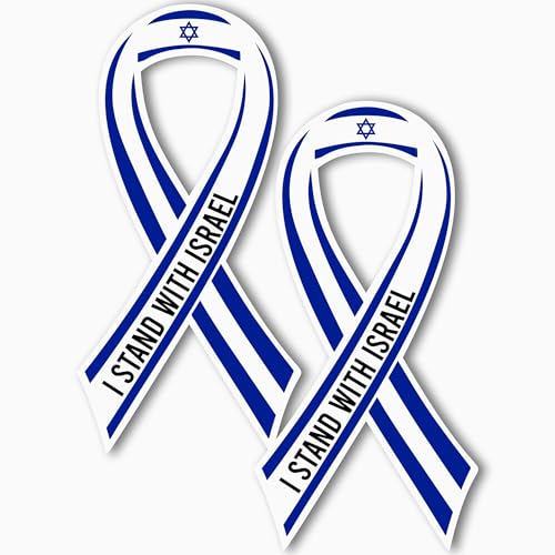 Magnet Me Up I Stand with Israel, Israeli Support Flag Ribbon Magnet Decal, 3.5x7 Inches, 2 Pack Automotive Magnet for Car Truck SUV, or Any Magnetic Surface, Support and Solidarity, Crafted in USA