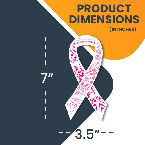 Magnet Me Up Breast Cancer Awareness Pink Mandala Ribbon Magnet Decal, 3.5x7 Inches, 2 Pack Magnet for Car Truck SUV, Stick to Any Magnetic Surface, Showing Support or Fundraising, Crafted in USA