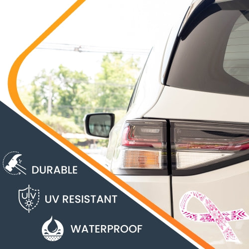 Magnet Me Up Breast Cancer Awareness Pink Mandala Ribbon Magnet Decal, 3.5x7 Inches, 2 Pack Magnet for Car Truck SUV, Stick to Any Magnetic Surface, Showing Support or Fundraising, Crafted in USA