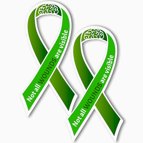 Magnet Me Up Not All Wounds are Visible Magnet - Mental Health Awareness Green Ribbon - 3.5x7 Inches, UV-Printed Magnetic Decal for Cars, Lockers, and Refrigerators Weatherproof, Made in The USA