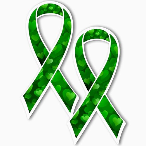 Magnet Me Up Mental Health Awareness Magnet - Green Ribbon Heart Design Magnetic Decal - 3.5x7 Inches UV-Printed Vinyl Magnet for Cars, Lockers, and Refrigerators - Weatherproof, Made in The USA