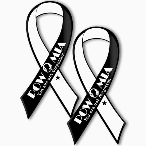 Magnet Me Up POW MIA You are Not Forgotten Patriotic Ribbon Magnet Decal, 3.5x7 Inches, Heavy Duty Automotive Magnet for Car Truck SUV, in Support of American Military, Crafted in The USA