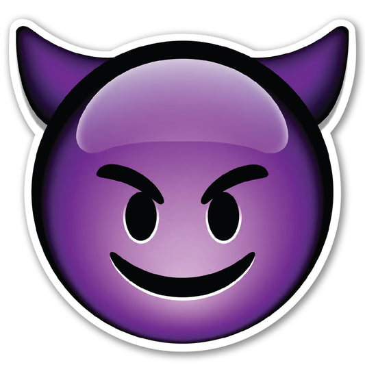 Magnet Me Up Smiling Devil Emoticon Magnetic Decal - 5" Purple Mischievous Emoticon Car Magnet Decal for Cars, Trucks, Lockers, Fridge & Gifts, UV Printed, Cute Funny Devil Face Magnet, Made in USA