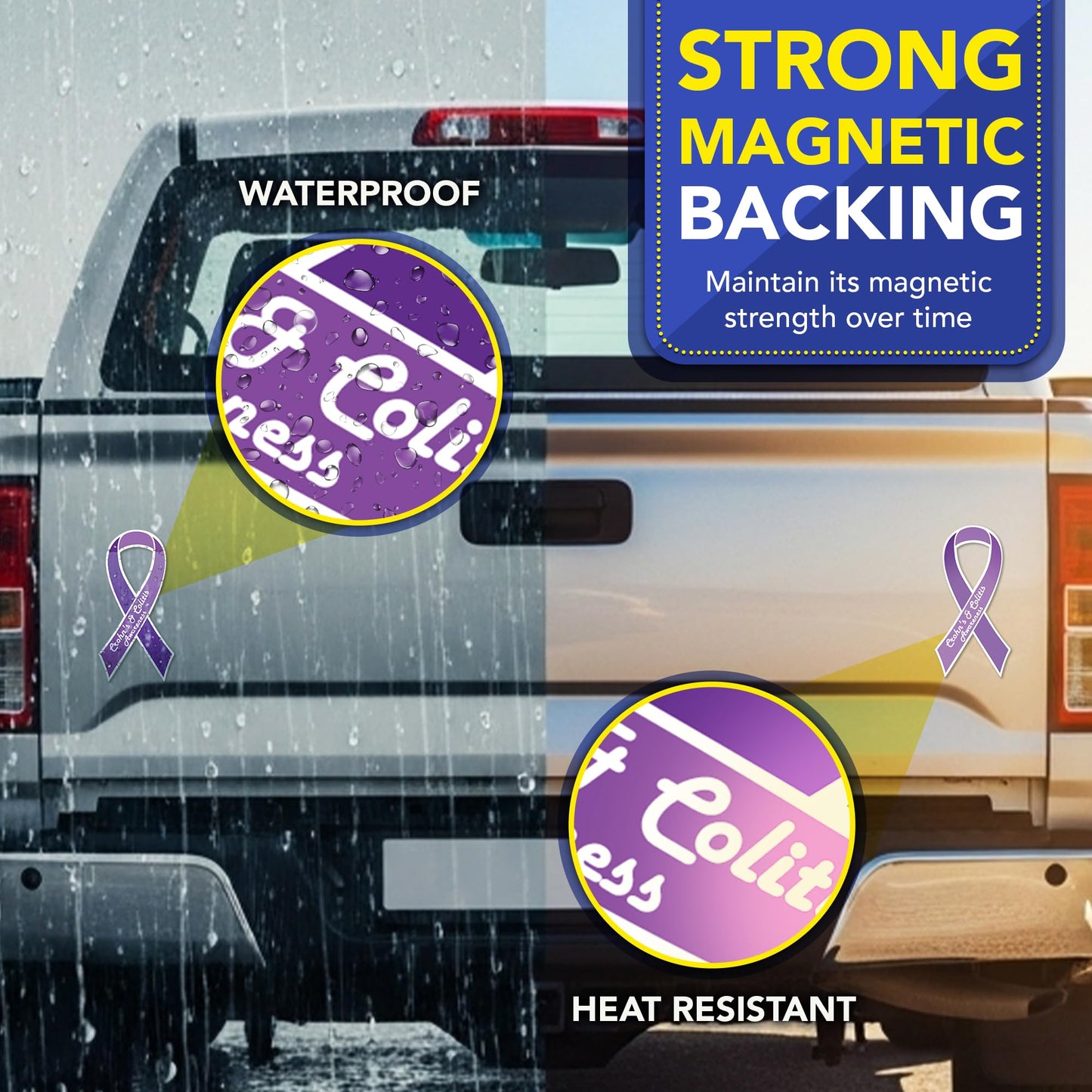 Magnet Me Up Crohn's and Colitis Awareness Ribbon Magnetic Decal for Cars, Trucks and SUVs, 3.5"x7" Purple Car Magnet, UV-Printed Heavy Duty Automotive Accessory Gifts, Vinyl, Crafted in USA