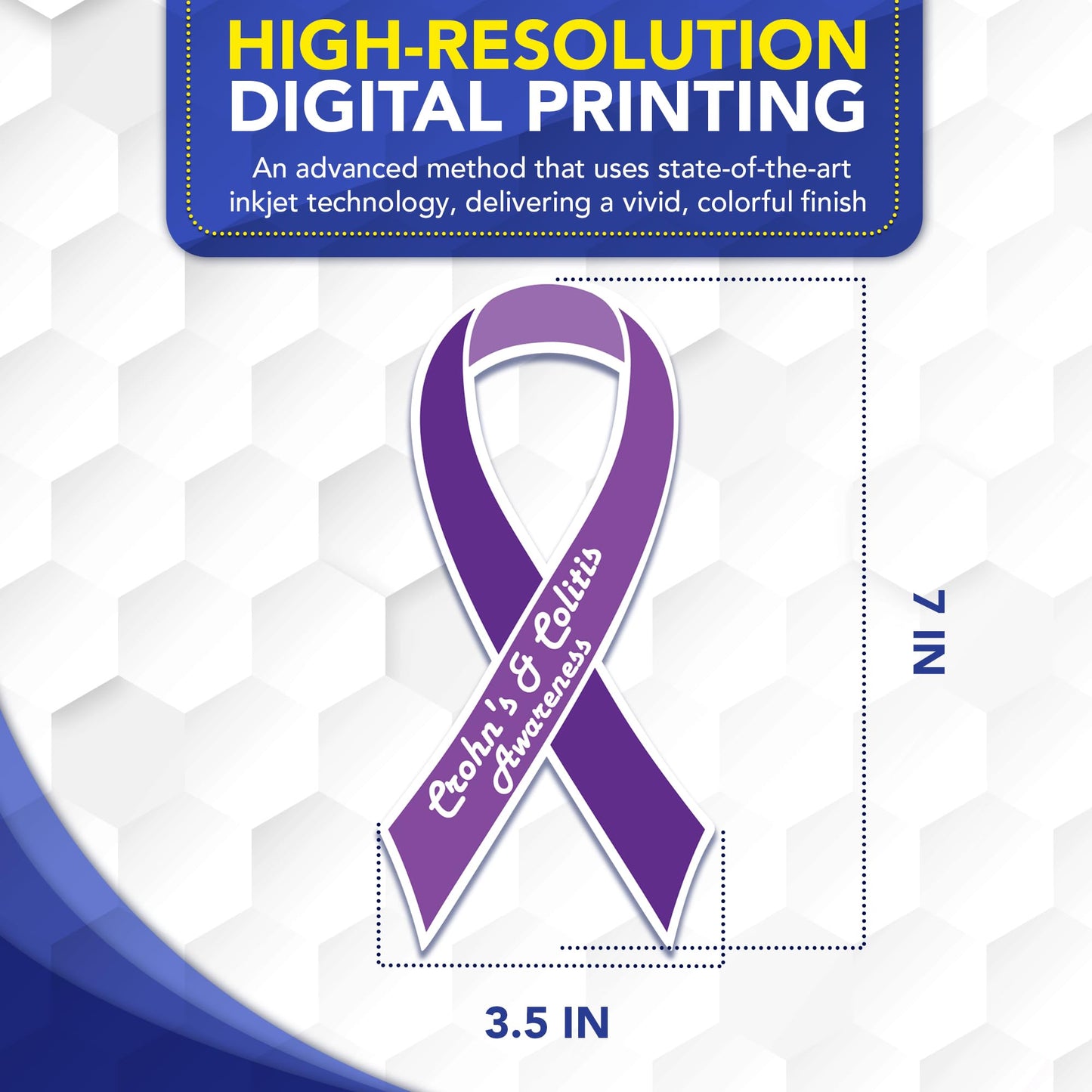 Magnet Me Up Crohn's and Colitis Awareness Ribbon Magnetic Decal for Cars, Trucks and SUVs, 3.5"x7" Purple Car Magnet, UV-Printed Heavy Duty Automotive Accessory Gifts, Vinyl, Crafted in USA