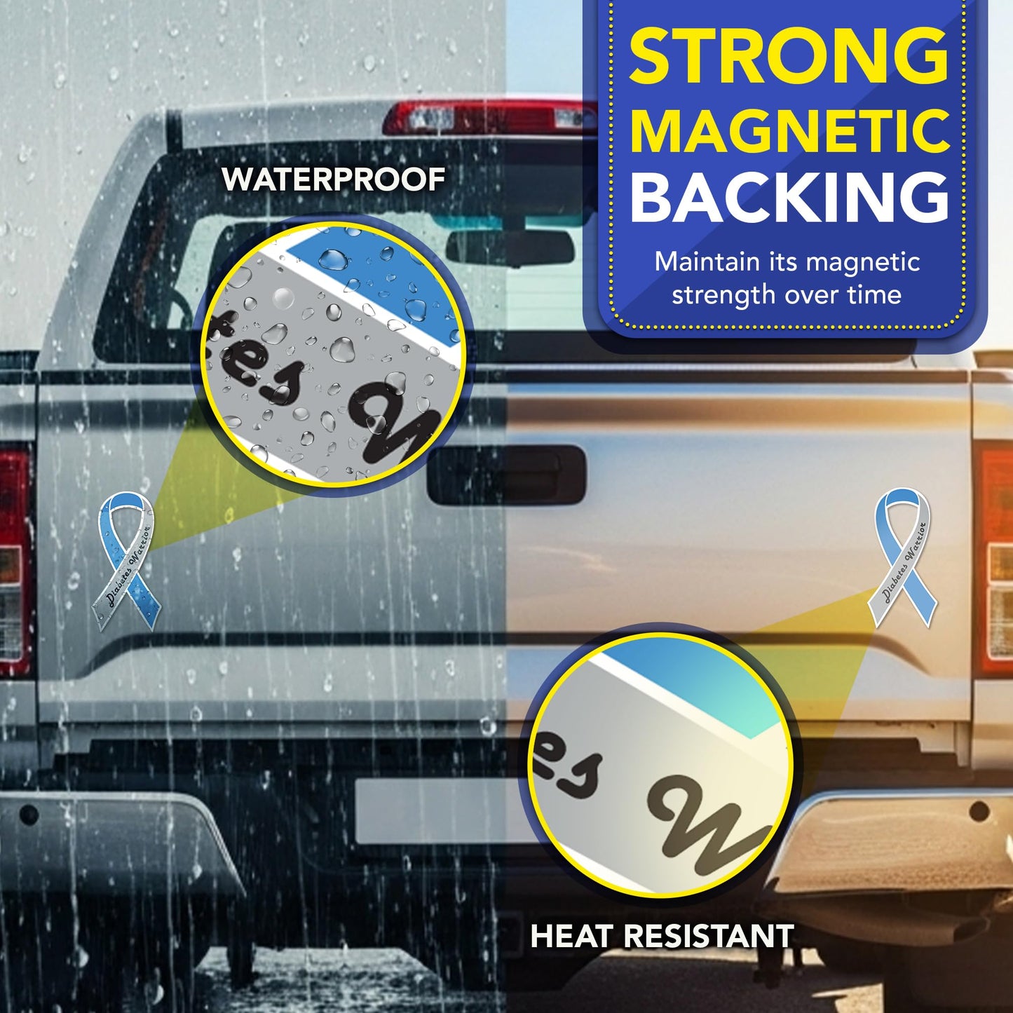 Magnet Me Up Diabetes Awareness Ribbon Car Magnet, 3.5"x7" Magnetic Decal for Cars, Trucks and SUVs, Blue and Gray Diabetes Ribbon Automotive Gift, UV Printed Weatherproof, Crafted in USA