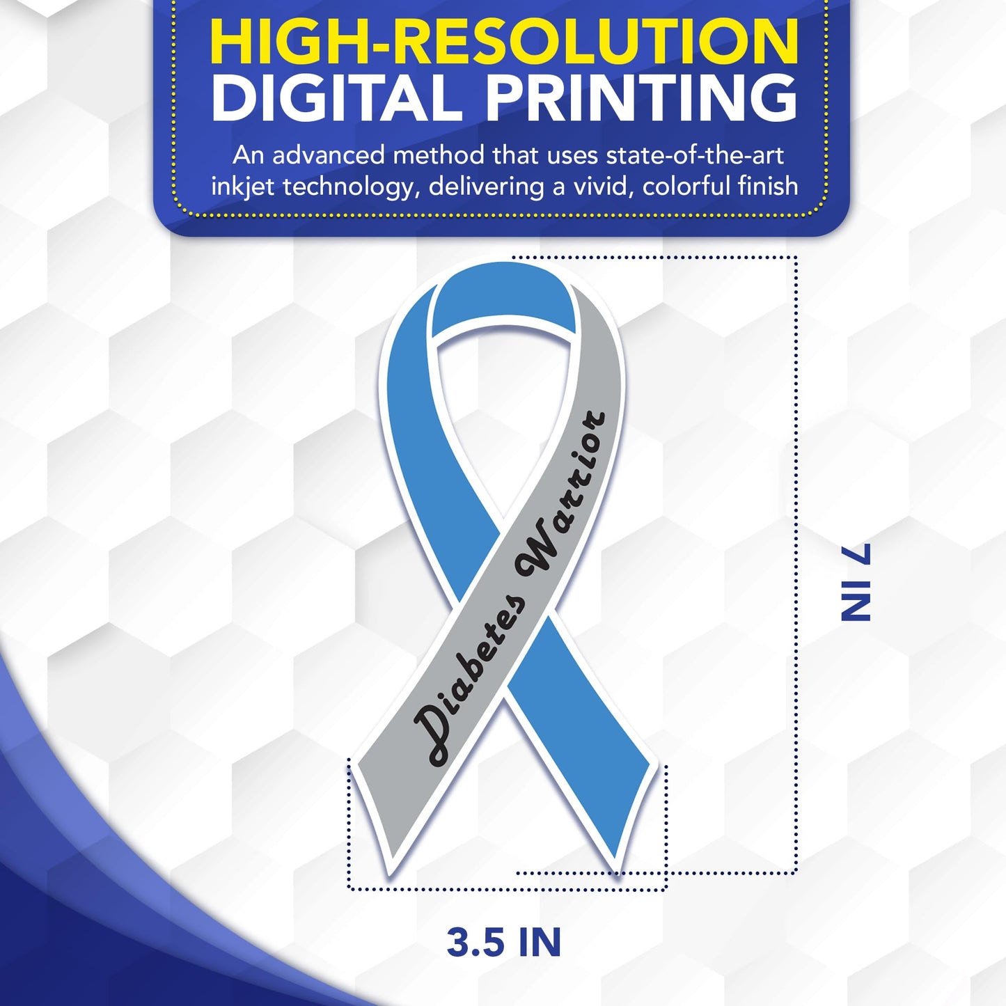 Magnet Me Up Diabetes Awareness Ribbon Car Magnet, 3.5"x7" Magnetic Decal for Cars, Trucks and SUVs, Blue and Gray Diabetes Ribbon Automotive Gift, UV Printed Weatherproof, Crafted in USA