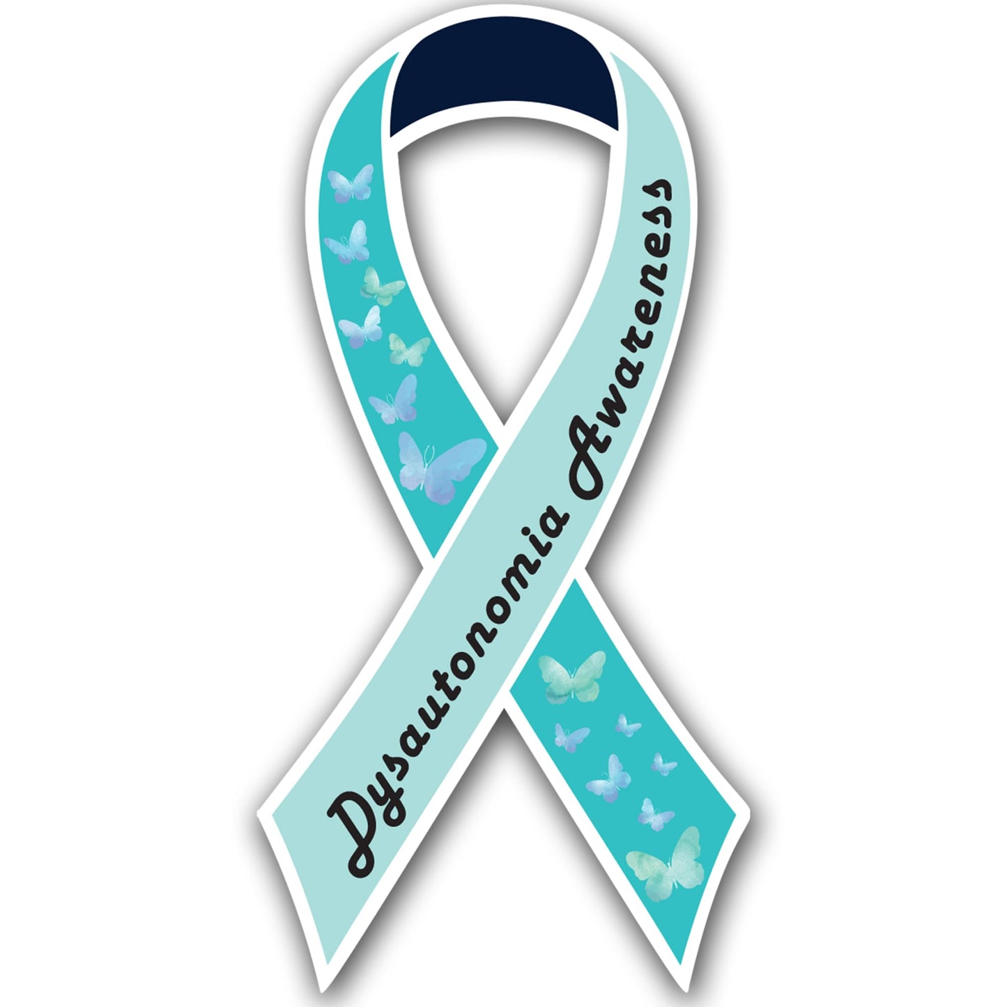 Magnet Me Up Dysautonomia Awareness Ribbon Car Magnet, 3.5"x7" Magnetic Decal for Cars, Trucks and SUVs, Teal Butterfly Dysautonomia Ribbon Automotive Gift Accessory, UV Printed, Crafted in USA
