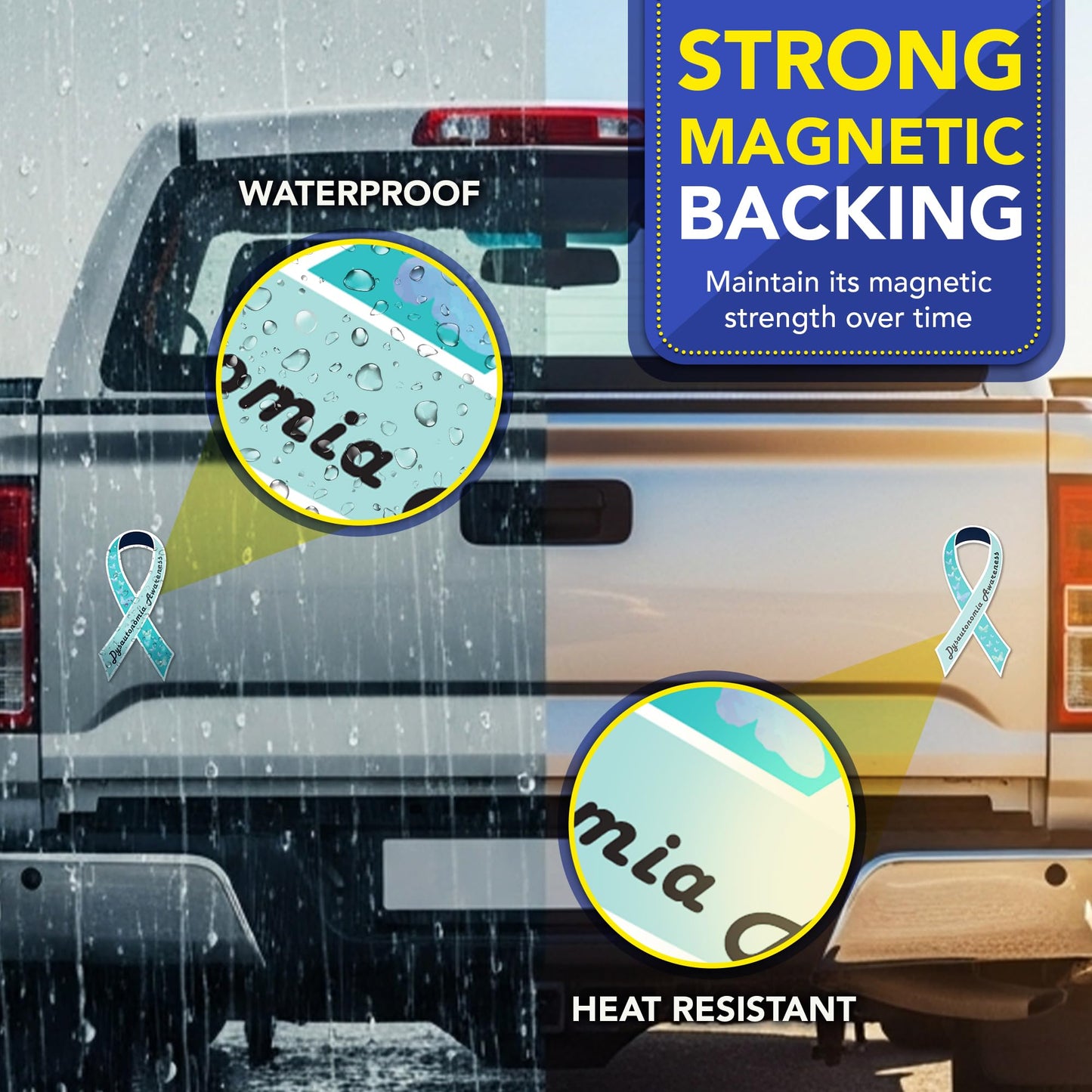 Magnet Me Up Dysautonomia Awareness Ribbon Car Magnet, 3.5"x7" Magnetic Decal for Cars, Trucks and SUVs, Teal Butterfly Dysautonomia Ribbon Automotive Gift Accessory, UV Printed, Crafted in USA