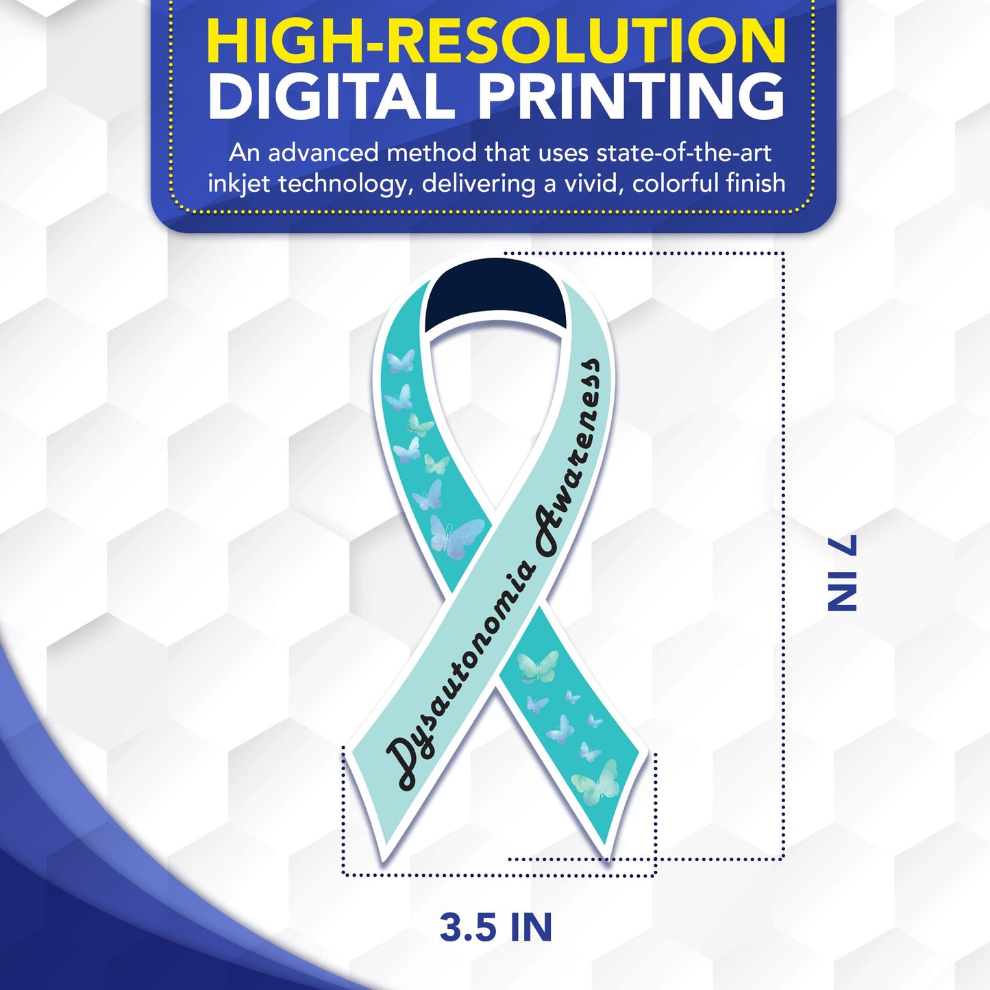 Magnet Me Up Dysautonomia Awareness Ribbon Car Magnet, 3.5"x7" Magnetic Decal for Cars, Trucks and SUVs, Teal Butterfly Dysautonomia Ribbon Automotive Gift Accessory, UV Printed, Crafted in USA