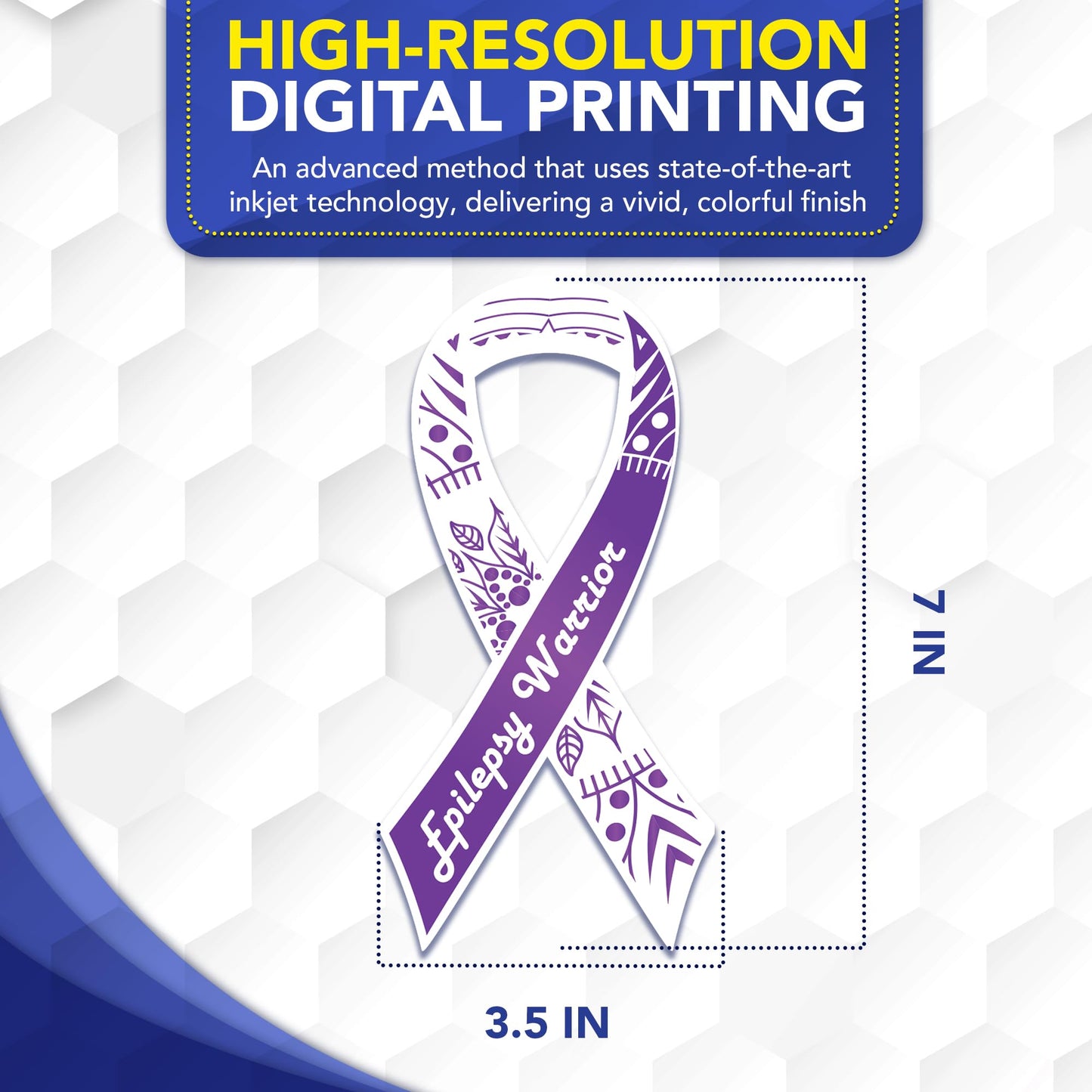Magnet Me Up Epilepsy Awareness Ribbon Car Magnet, 3.5"x7" Magnetic Decal for Cars, Trucks and SUVs, Purple Epilepsy Warrior Ribbon Automotive Accessory Gift, UV Printed, Crafted in USA