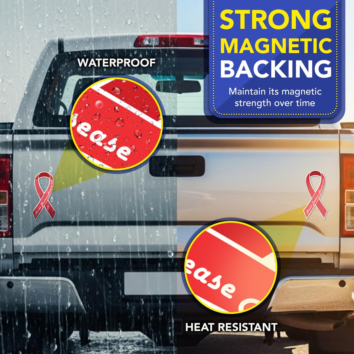 Magnet Me Up Heart Disease Awareness Ribbon Car Magnet, 3.5"x7" Red Awareness Ribbon Heavy Duty Automotive Accessory Gifts, Magnetic Decal for Cars, Trucks, SUV, UV Printed Vinyl, Crafted in USA
