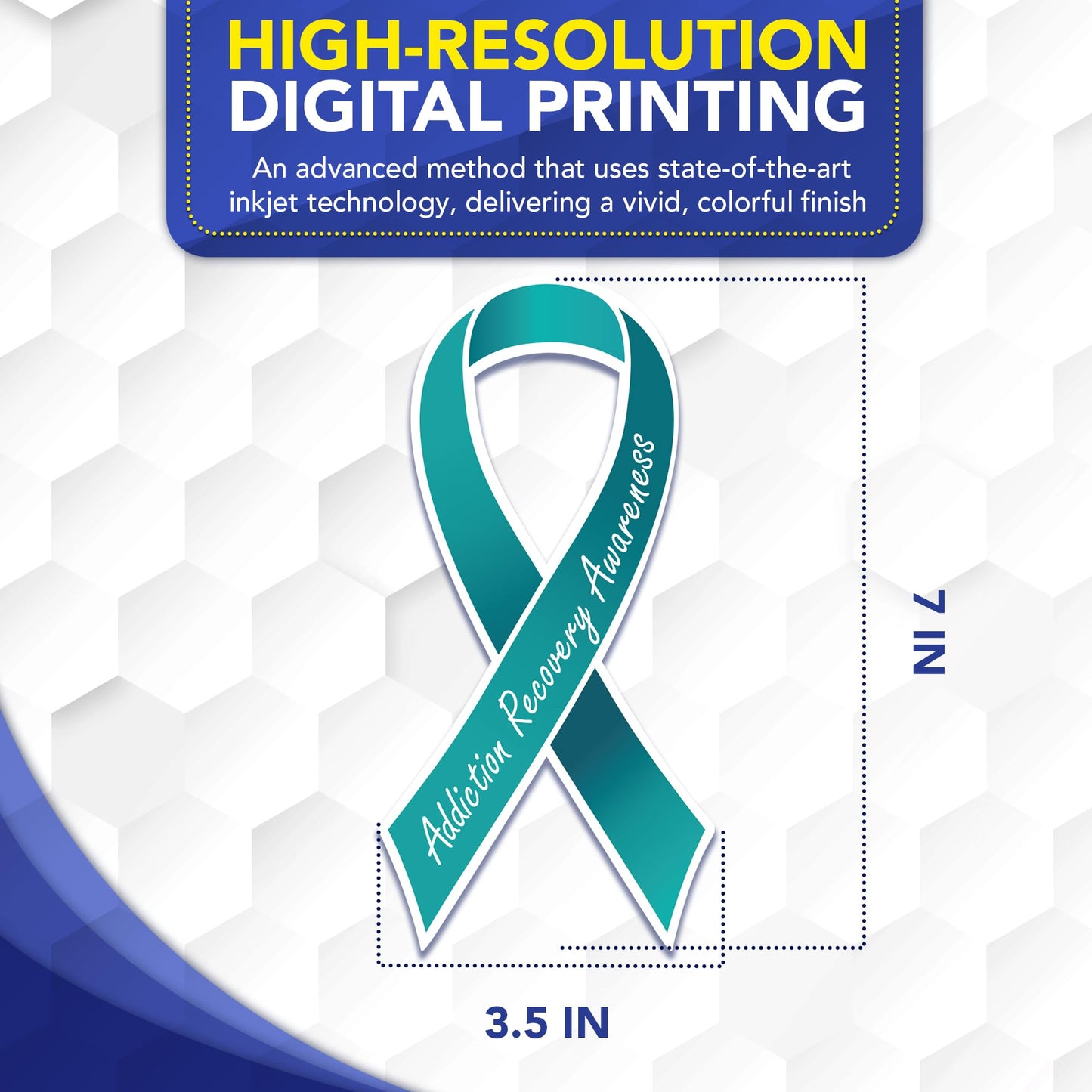 Magnet Me Up Addiction Recovery Awareness Ribbon Car Magnet, 3.5"x7" Teal Ribbon Magnetic Decal for Cars, Trucks and SUVs, Recovery Support Heavy Duty Accessory, UV Printed Vinyl, Crafted in USA