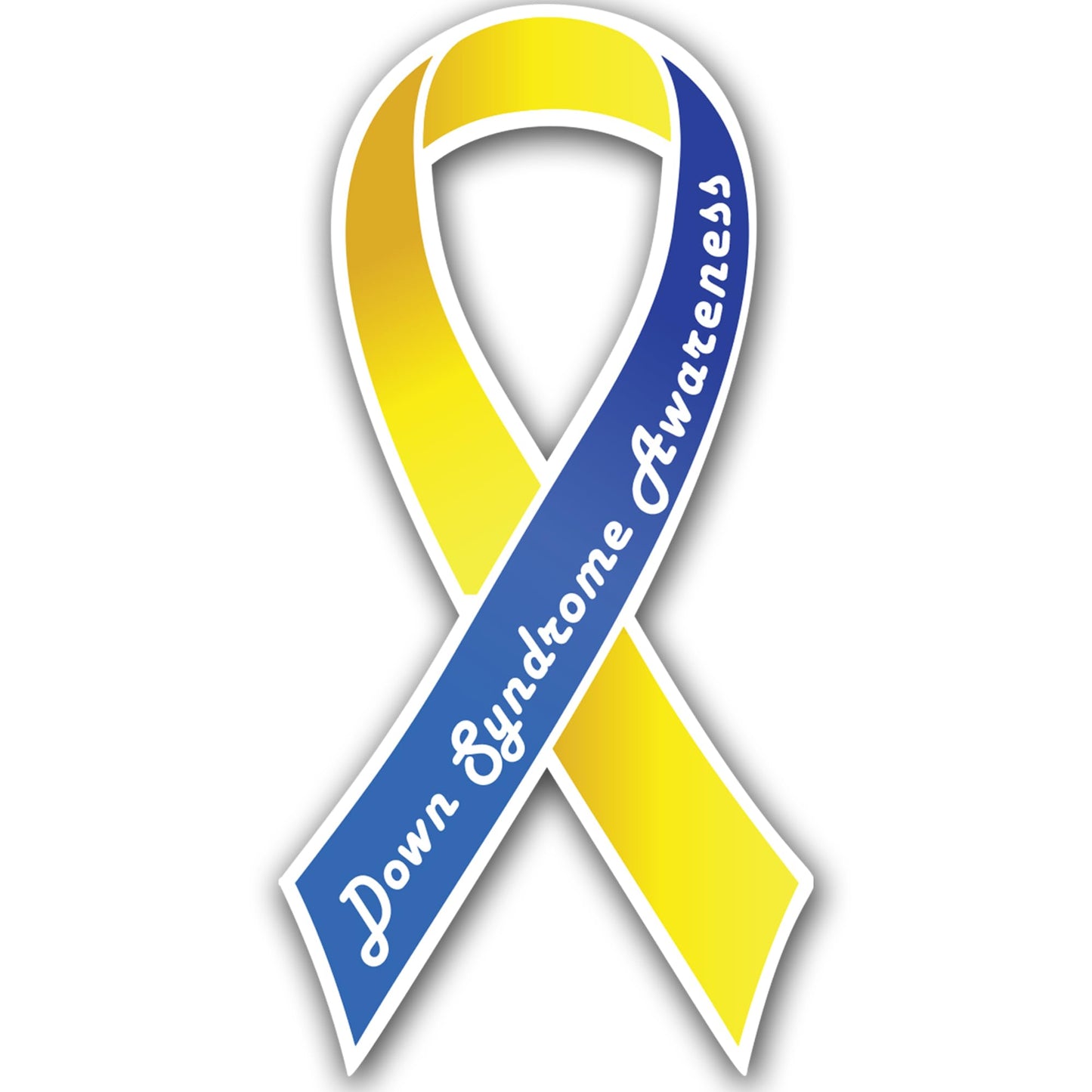 Magnet Me Up Down Syndrome Awareness Car Magnet, 3.5"x7" Blue and Yellow Ribbon Magnetic Decal for Cars, Trucks, SUVs, Down Syndrome Support Heavy Duty Accessory, UV Printed Vinyl, Crafted in USA