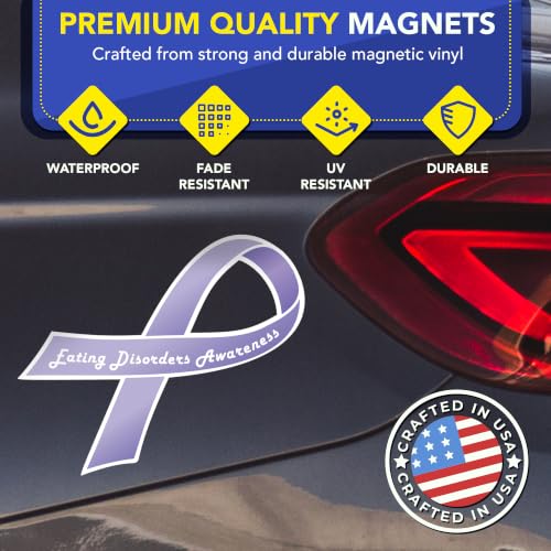 Magnet Me Up Eating Disorders Awareness Car Magnet, 3.5"x7" Lavender Ribbon Magnetic Decal for Car Truck SUV, Eating Disorder Recovery Support Heavy Duty Accessory, UV Printed Vinyl, Crafted in USA