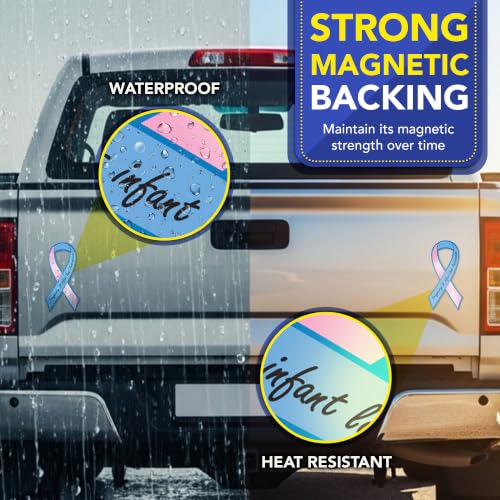 Magnet Me Up Pregnancy and Infant Loss Awareness Car Magnet, 3.5"x7" Pink and Blue Ribbon Magnetic Decal for Cars, Trucks and SUVs, Automotive Accessory Support, UV Printed Vinyl, Crafted in USA