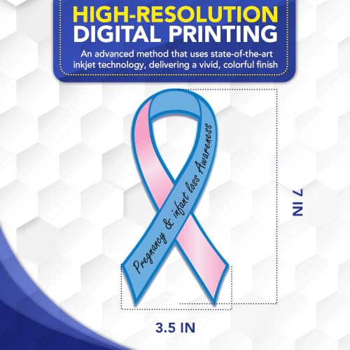 Magnet Me Up Pregnancy and Infant Loss Awareness Car Magnet, 3.5"x7" Pink and Blue Ribbon Magnetic Decal for Cars, Trucks and SUVs, Automotive Accessory Support, UV Printed Vinyl, Crafted in USA