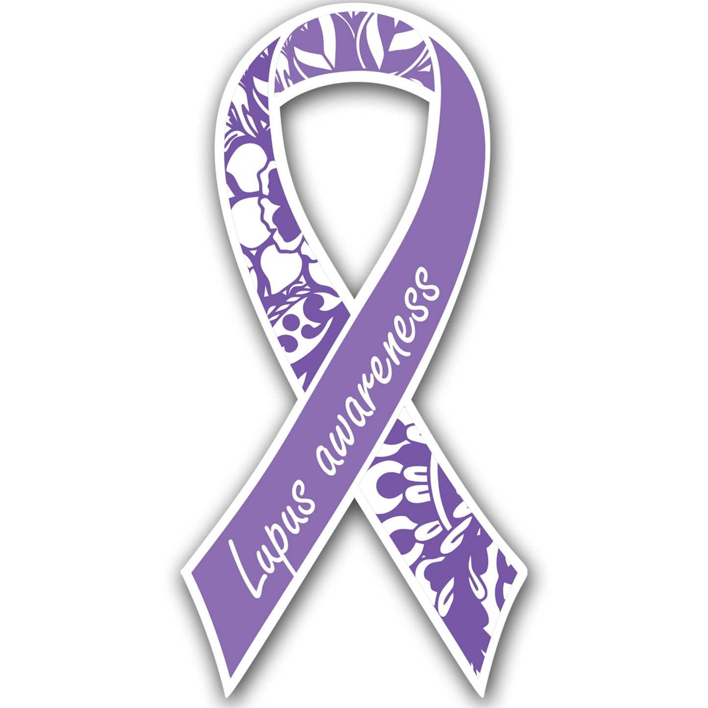 Magnet Me Up Lupus Awareness Ribbon Magnetic Decal for Cars, Trucks and SUVs, 3.5"x7" Purple Floral Lupus Car Magnet, UV-Printed Heavy Duty Automotive Ribbon Accessories Gift, Crafted in USA