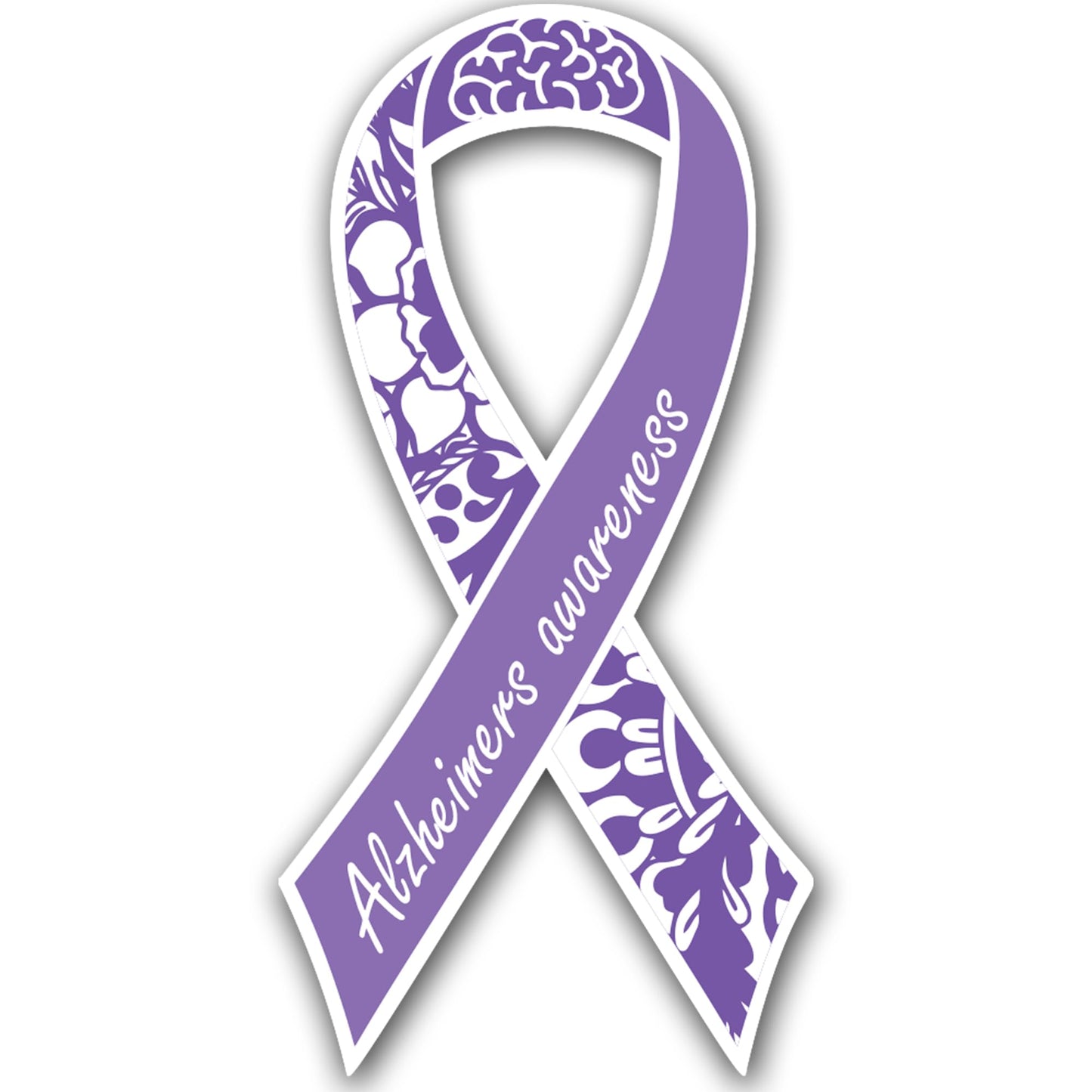 Magnet Me Up Dementia Alzheimer's Awareness Ribbon Car Magnet, 3.5"x7" Purple Magnetic Decal for Cars, Trucks and SUVs, Heavy Duty Automotive Accessories, Full Color UV-Printed, Crafted in USA