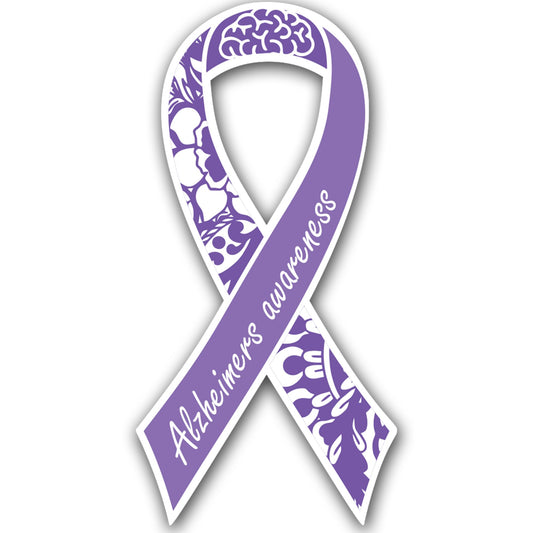 Magnet Me Up Dementia Alzheimer's Awareness Ribbon Car Magnet, 3.5"x7" Purple Magnetic Decal for Cars, Trucks and SUVs, Heavy Duty Automotive Accessories, Full Color UV-Printed, Crafted in USA