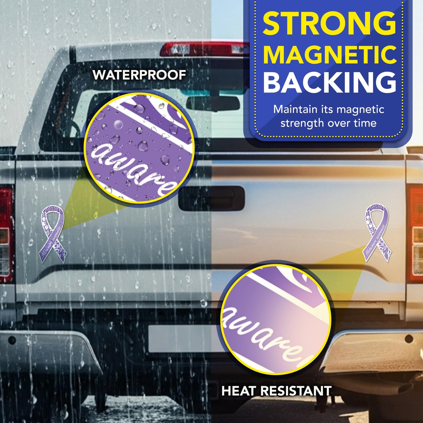 Magnet Me Up Dementia Alzheimer's Awareness Ribbon Car Magnet, 3.5"x7" Purple Magnetic Decal for Cars, Trucks and SUVs, Heavy Duty Automotive Accessories, Full Color UV-Printed, Crafted in USA
